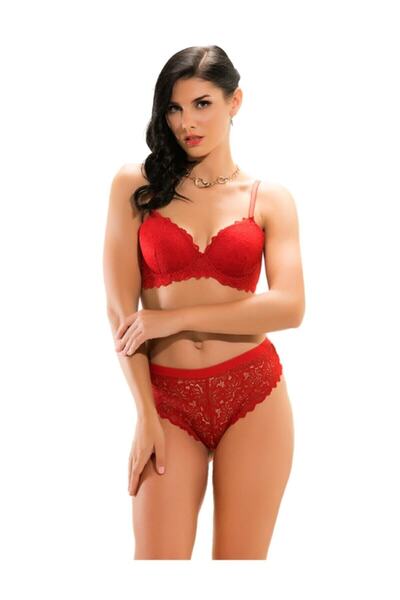 Şahinler Full Lace Supported Underwire Suit Red Mb12400-d