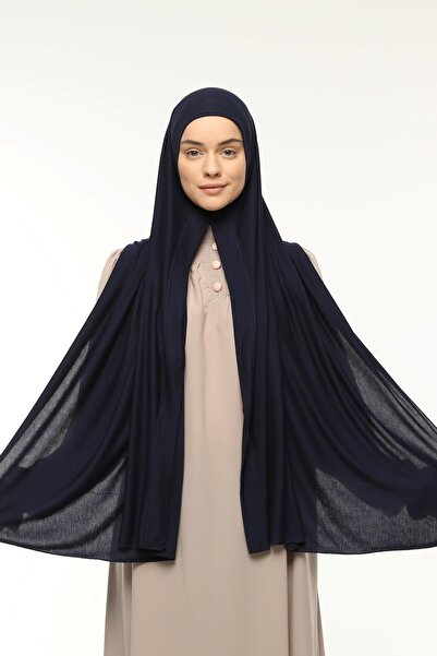 Altobeh Ready Practical Snap-on Luxury Organic Plain Combed Shawl Evenly Aligned Navy Blue