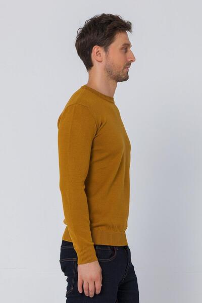 Cekmon Erkek Hardal Bisiklet Yaka Rahat Kumaşlı Regular Fit Kazak