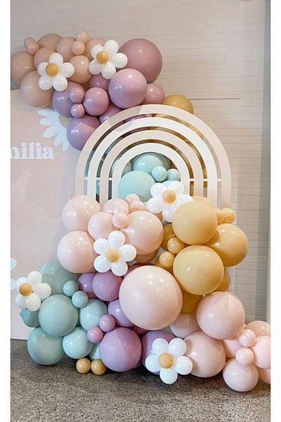 Çemrek Süs Parti Colorful Daisy Concept Balloon Chain Set 100 Pieces