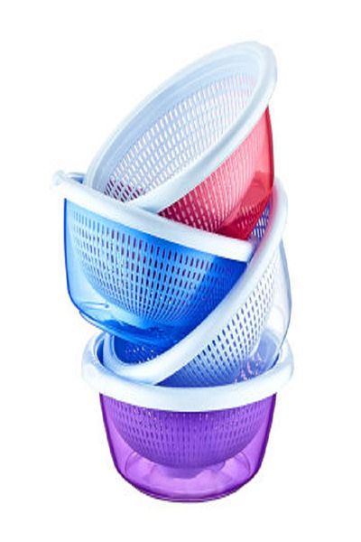 Kazanabil COLORED TRANSPARENT ROUND WASHING CONTAINER WITH STRAINER 4.2 LT