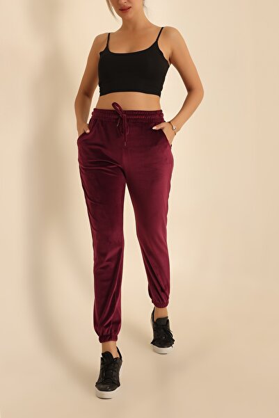 NUR TEKSTİL kadın gül kurusu fıransız kadife yumuşacık iki yanı cepli bel ve ...