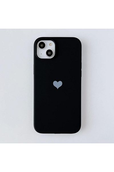 GAGA ELEKTRONİK Heart Logo Velvet Case for iPhone 14 Plus and 15 Plus