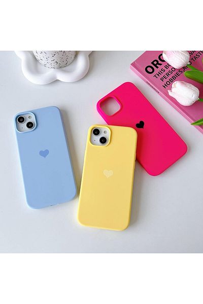 GAGA ELEKTRONİK Heart Logo Velvet Case for iPhone 14 Plus and 15 Plus