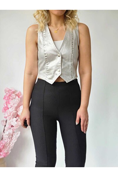 MADAME MELEK Срібний жилет з золотим натиском