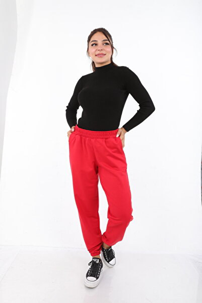 DİVİSTA Γυναικείο Jogger σε κόκκινο χρώμα με ελαστική μέση και πόδι