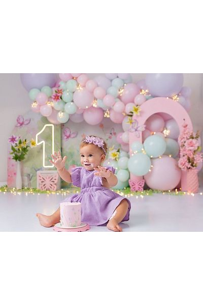 Çemrek Süs Parti Macaron mint lilac pink balloon chain 60 pieces balloon chain and fairy led