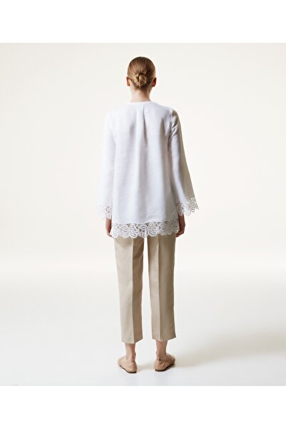 Machka Nervürlü Dantel Mix Bluz