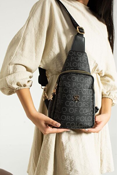 ImPolo Geantă de umăr pentru femei Suzi BlackEmpire Print, dimensiune 31x18