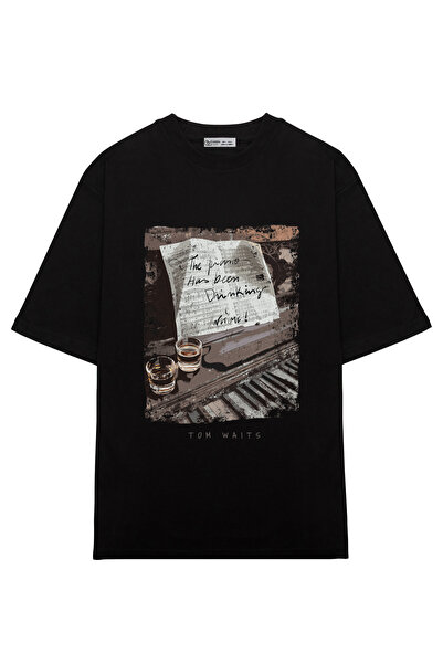 GreenMint للجنسين مقاس كبير توم وينتس-بيانو-جاز-موسيقى-شرب_OE1866