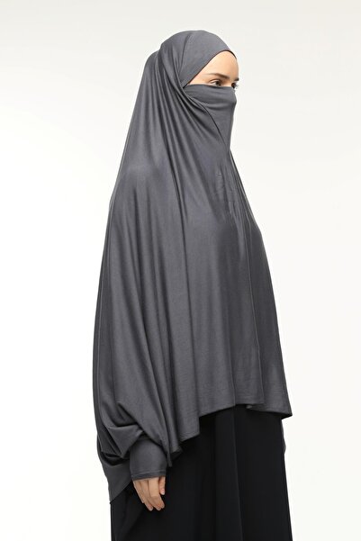 Altobeh Sleeve Souffle Abaya with Veil Practical Hijab Hijab - Nikaplı Prayer Cover Smoked