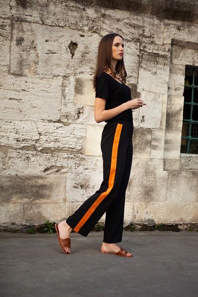 Akel Black Iris Fabric Trousers