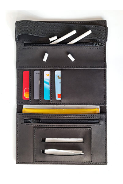 bouscrab Gerçek Deri Kartlık Bölmeli Tütün kesesi Cüzdan