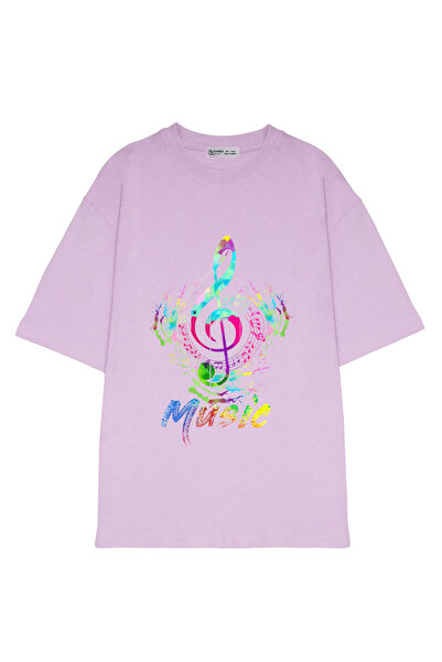 GreenMint تي شيرت للجنسين مقاس كبير غير تقليدي ملون موسيقى تريبل كليف ملاحظة ...