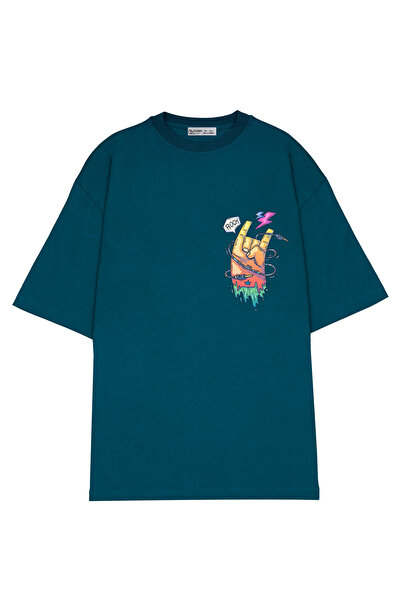 GreenMint يد إجمالية كبيرة الحجم للجنسين، موسيقى الروكرسم توضيحي للرسوم المتح...