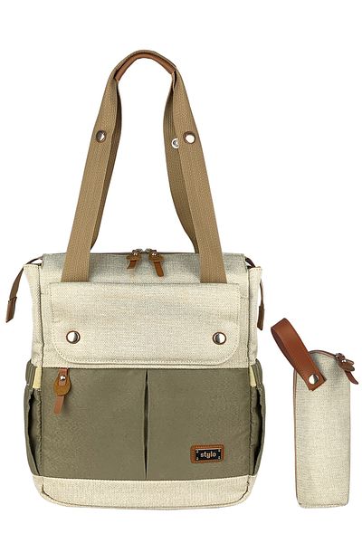Stylo Platinum 2 In 1 Mother Baby Care Backpack and Shoulder Bag-beige
