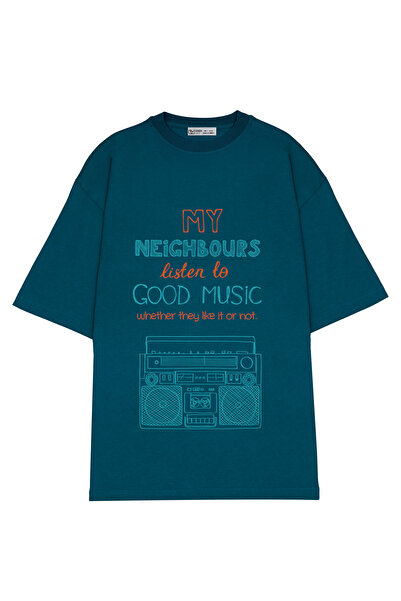 GreenMint للجنسين كبير الحجم أجنبي يستمع إلى موسيقى جيدة_OE1654