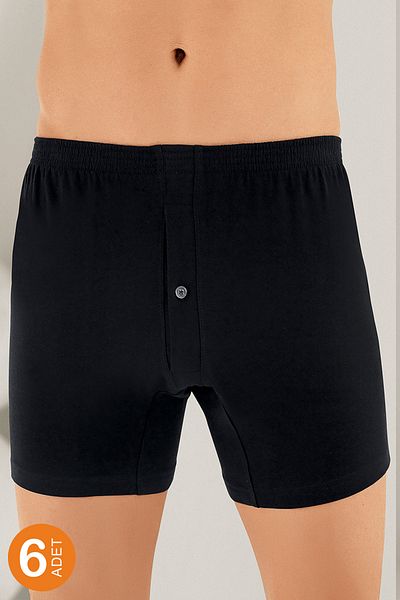 Şahinler Men's Black 6-Pack Combed Cotton Boxer Me010