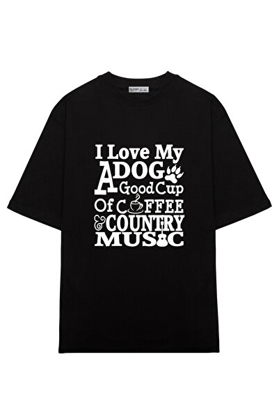 GreenMint مقاس كبير للجنسين I Love My Dog كوب جيد لموسيقى القهوة والريف_OE1278