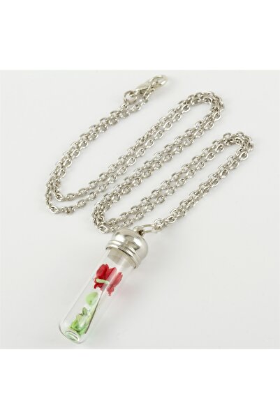 CADI BOUTİQUE Çiçek Fanus Canlı Kolye