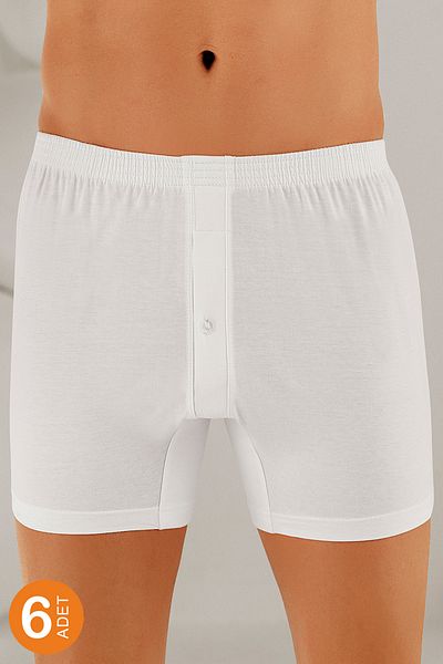 Şahinler Men's White 6-Pack Combed Cotton Boxer Me010