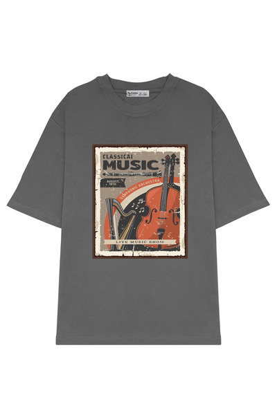 GreenMint تي شيرت بتصميم موسيقى كلاسيكية كبير الحجم للجنسين_OE1072