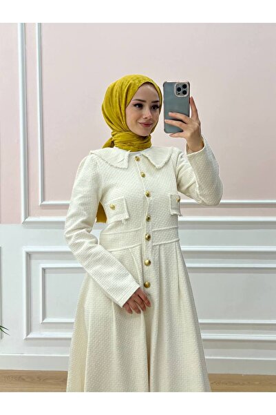 Esre Store Chanel Fabric Hijab Dress Stone