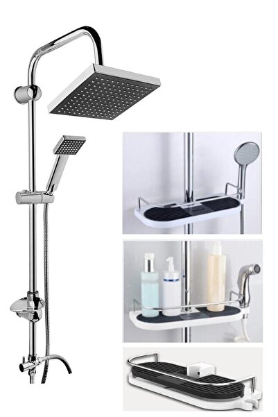MOONSHOP Robot Kare Tepe Duş Sistemi Çok Fonksiyonlu Yağmurlama Raf Tutuculu ...