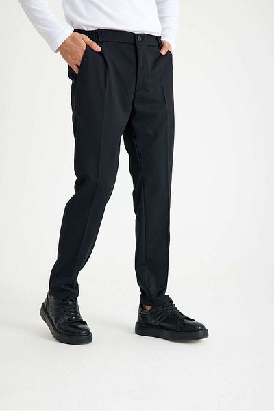 Just Like You Men's Slim Fit Black Trousers - Side Pocket