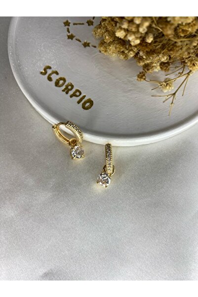 KÜBRA UYAN JEWELRY KÜPE ÇELİK TEKTAŞLI SALLANTILI KÜPE