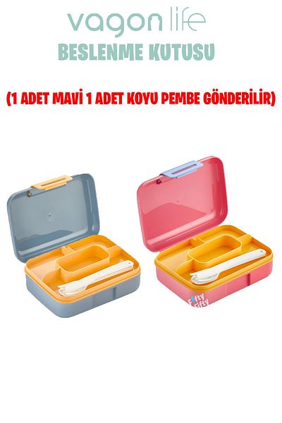 Vagonlife Lunch box with 2 Tiers Fork, Knife and Spoon Set