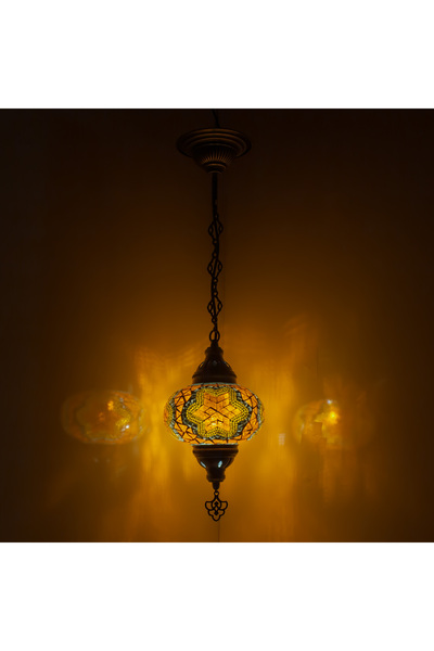 Genel Markalar Turuncu mozaik avize, ev, balkon ve teras dekorasyonu için şık...