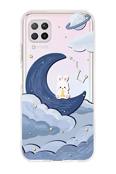Magic Ring Huawei P40 Lite Uyumlu Sevimli Ayıcık Desenli Şeffaf Telefon Kılıfı