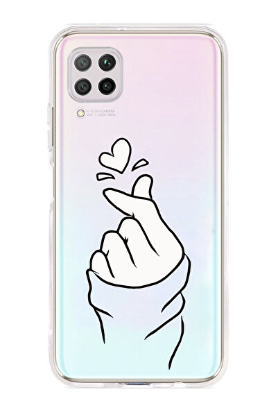 Magic Ring Huawei P40 Lite Uyumlu Kalp Desenli Şeffaf Telefon Kılıfı