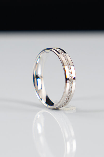 Genel Markalar 4mm Taşlı Kesme Gümüş Alyans , Nişan Yüzüğü , El İşi Alyans , 925 Ayar Gümüş Alyans