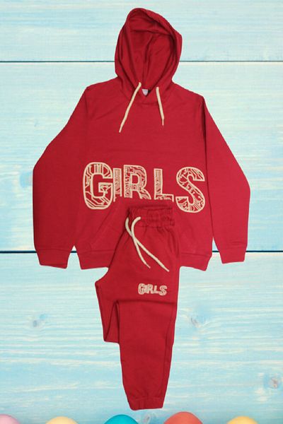 ÇİTA Girls Waiter Boy Hooded Girls Printed Top and Bottom Set PM.2351