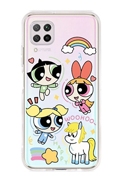 Magic Ring Huawei P40 Lite Uyumlu Powerpuff Girls Desenli Şeffaf Telefon Kılıfı