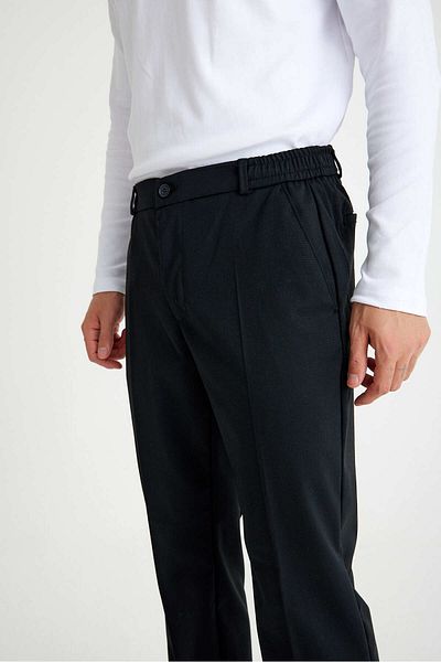 Just Like You Men's Slim Fit Black Trousers - Side Pocket