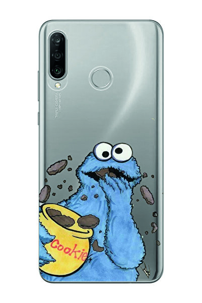 Magic Ring Huawei P30 Lite Uyumlu Susam Sokağı Kurabiye Canavarı Desenli Şeff...