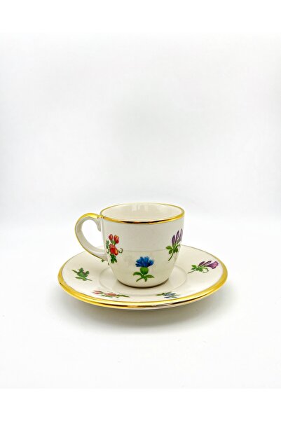 ÖzcamKristal 6 Kişilik 12 Parça Defne Türk Kahvesi Fincan Takımı - Zarif ve Şık