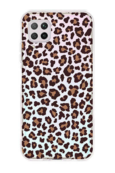 Magic Ring Huawei P40 Lite Uyumlu Leopar Desenli Şeffaf Telefon Kılıfı