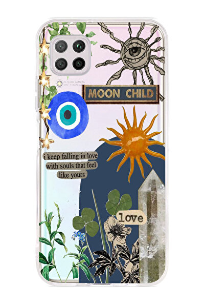 Magic Ring Huawei P40 Lite Uyumlu Moon Child Desenli Şeffaf Telefon Kılıfı