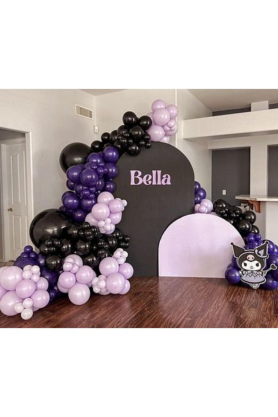 Çemrek Süs Parti Lilac purple black balloon chain set 100 pcs