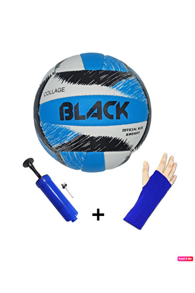 BLACK كولاج مخيط يدويًا 4 بطانة من جلد البولي يوريثين 18 لوحة كرة طائرة + مضخ...