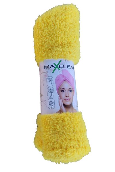 MaxClean غطاء تجفيف الشعر الفاخر من Welsoft (يمتص 10 أضعاف كمية الماء) بلون أصفر