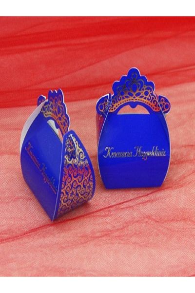 Kazanabil WELCOME TO OUR 50'S HENNA WRITTEN GOLD FOIL HENNA BOX DARK BLUE
