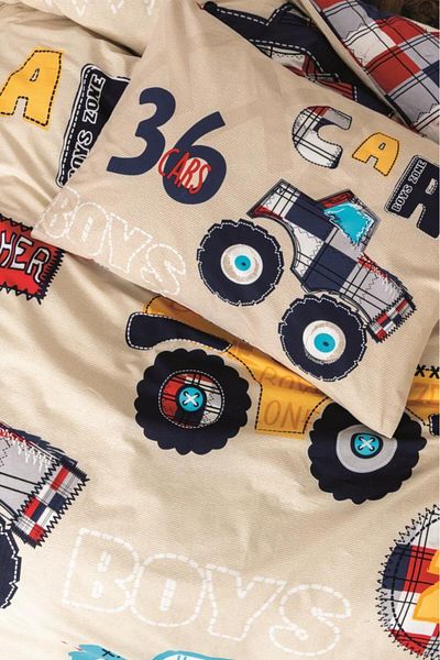 Cotton Box Σετ Παπλωματοθήκη Young Ranforce Single Cars Beige