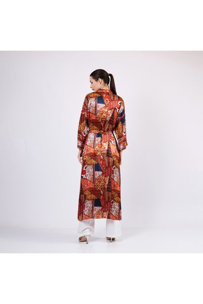 Nomads Felt Silk Long Kimono Caftan| Ethnic Pattern 2| Nomads Felt