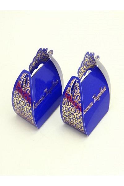 Kazanabil WELCOME TO OUR 50'S HENNA WRITTEN GOLD FOIL HENNA BOX DARK BLUE