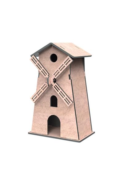 Giftölye Wooden Mill Painting Model Set (Maket+Paint+Brush)